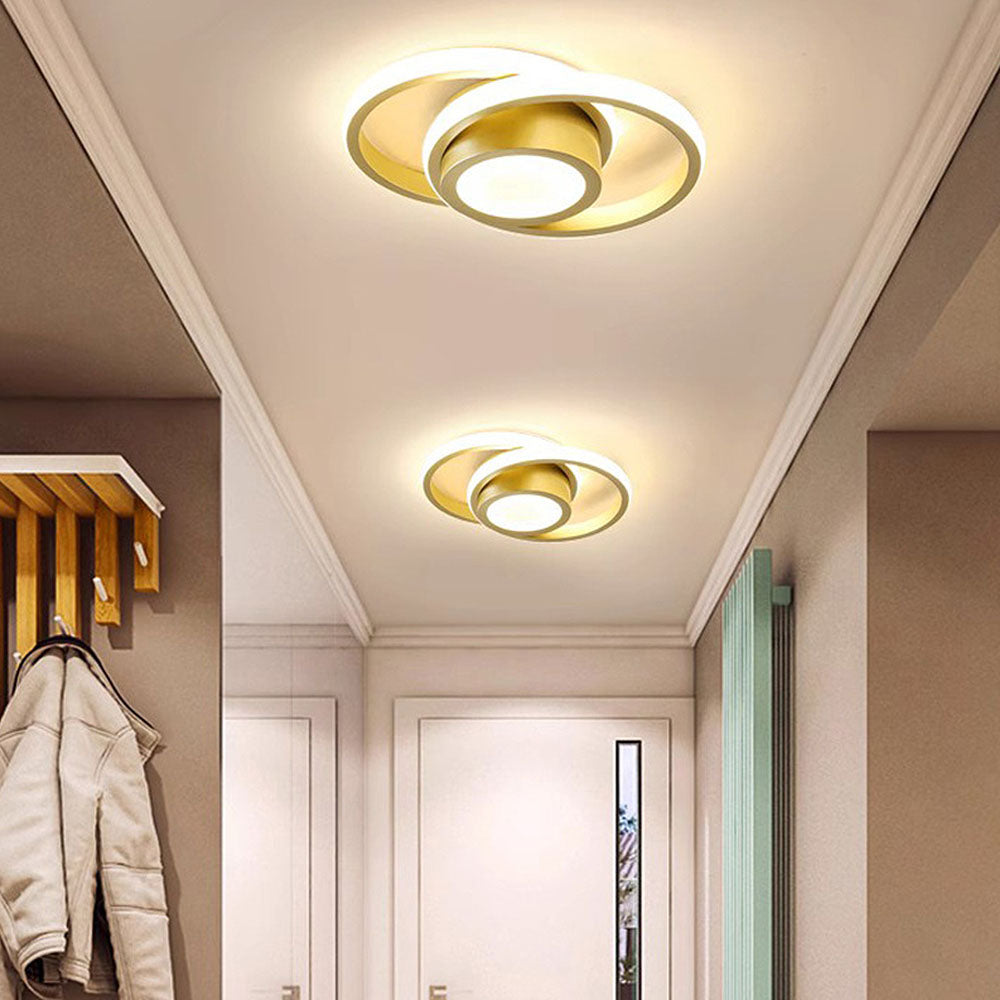 "Modern Minimalist Halo Duo Ceiling Light with a sleek, circular design providing warm, ambient LED illumination."