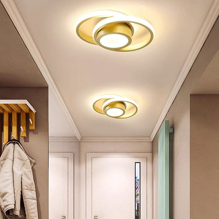"Modern Minimalist Halo Duo Ceiling Light with a sleek, circular design providing warm, ambient LED illumination."