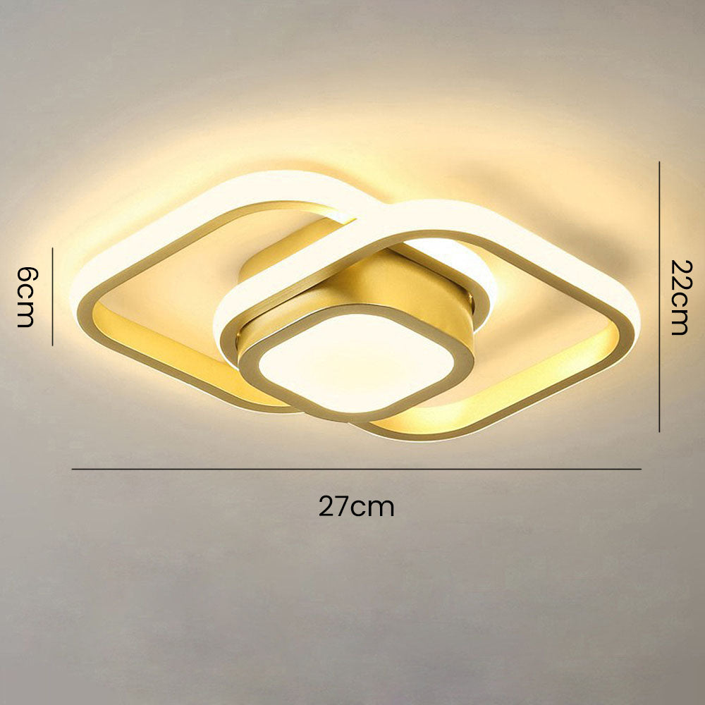 "Modern Minimalist Halo Duo Ceiling Light with a sleek, circular design providing warm, ambient LED illumination."