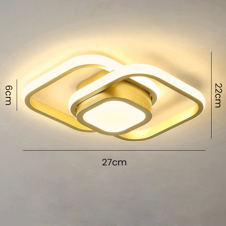 "Modern Minimalist Halo Duo Ceiling Light with a sleek, circular design providing warm, ambient LED illumination."