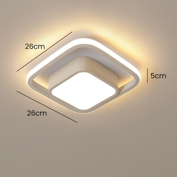 "Modern Minimalist Halo Duo Ceiling Light with a sleek, circular design providing warm, ambient LED illumination."