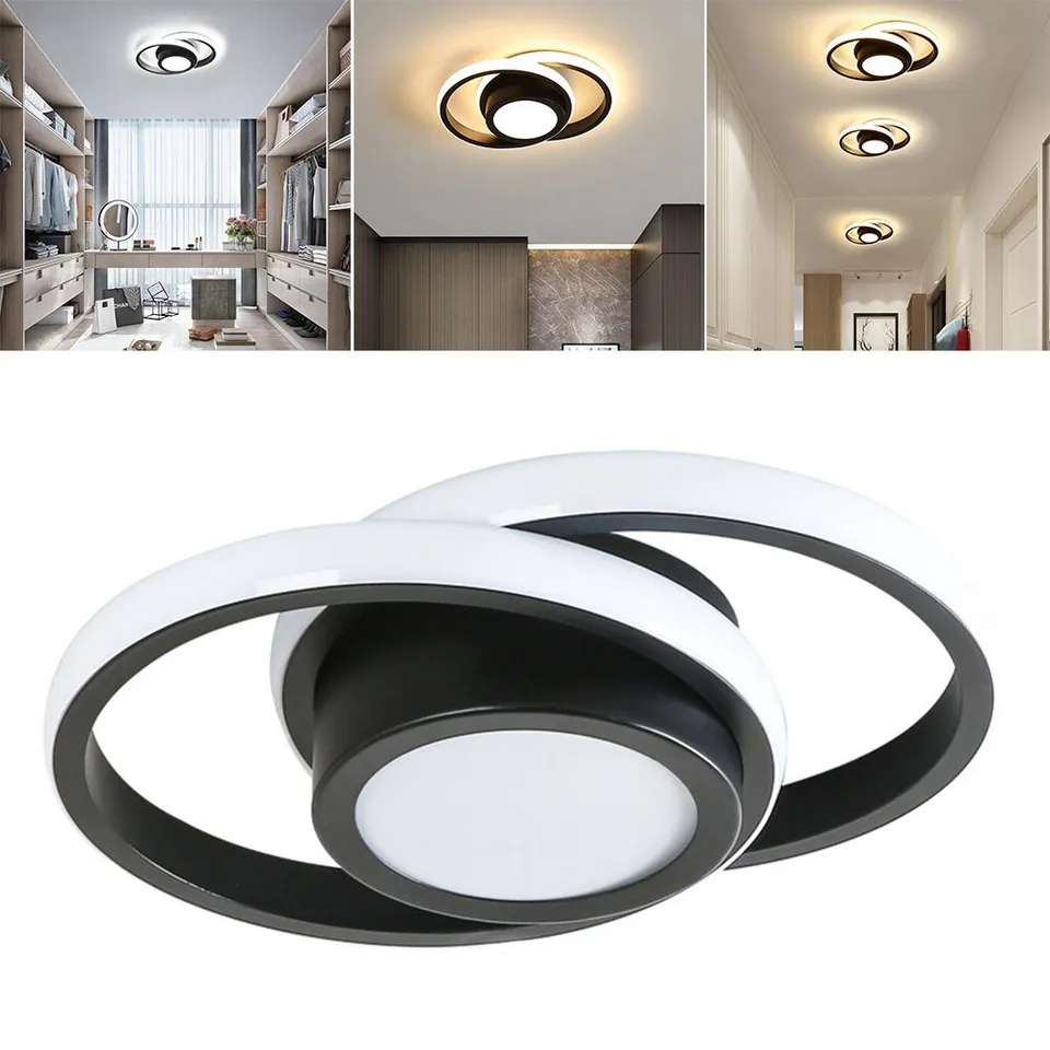"Modern Minimalist Halo Duo Ceiling Light with a sleek, circular design providing warm, ambient LED illumination."