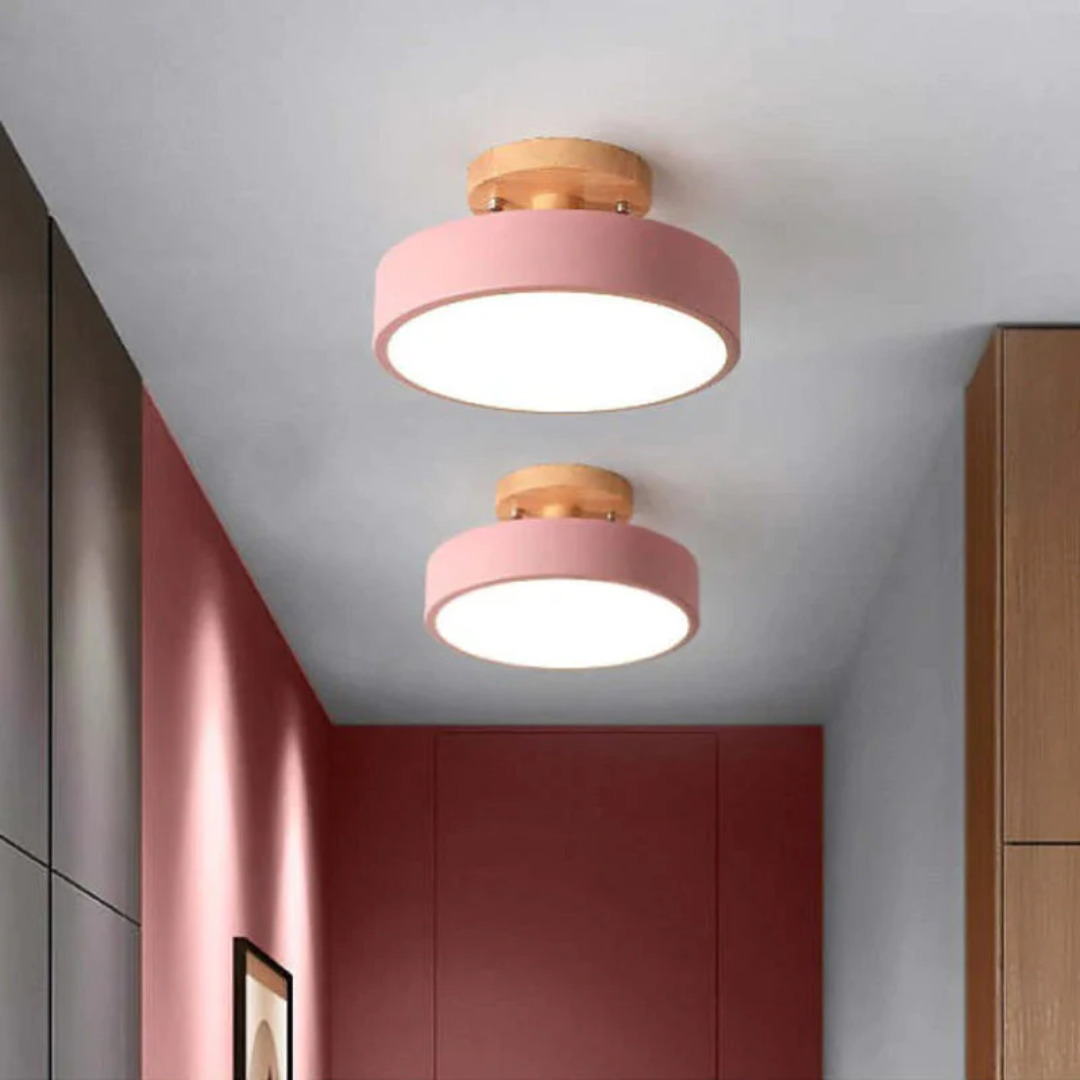 Round LED ceiling light, modern ambient lighting, perfect for contemporary home interiors.