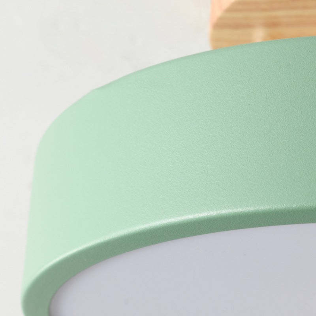 Stylish round LED ceiling light, modern design for living room, creating perfect ambient lighting.