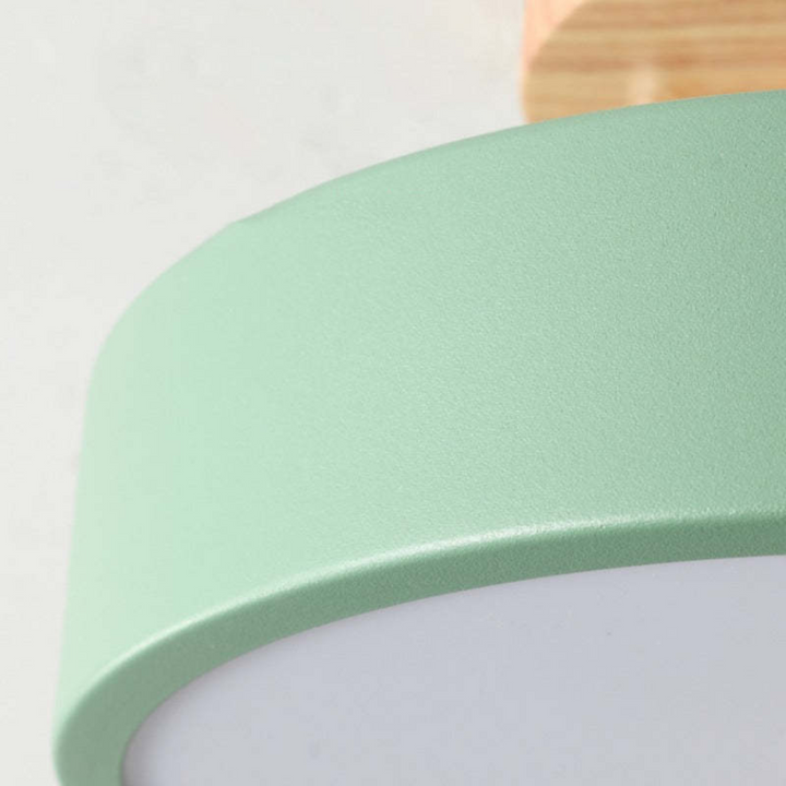 Stylish round LED ceiling light, modern design for living room, creating perfect ambient lighting.