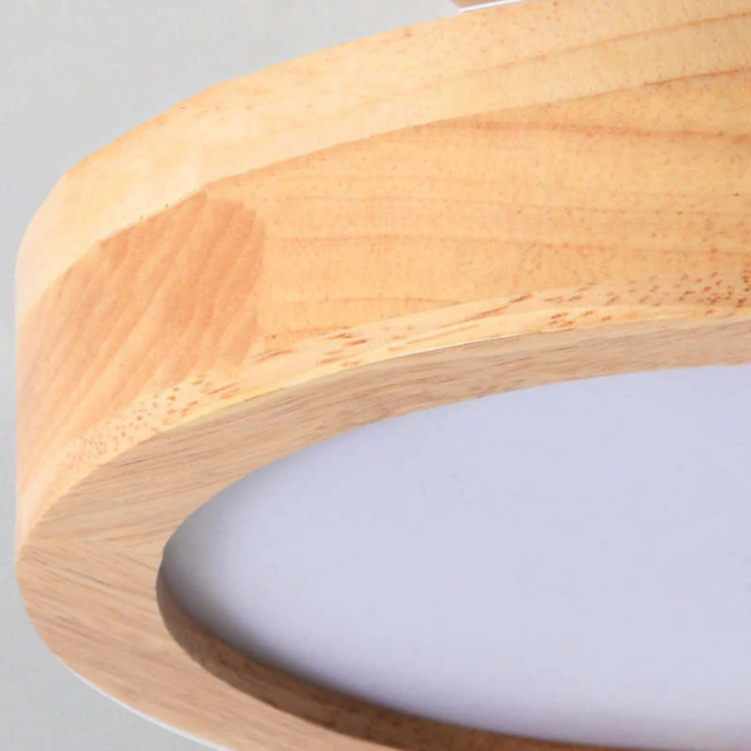 Contemporary round LED ceiling fixture, perfect ambient lighting for elegant dining room decor.
