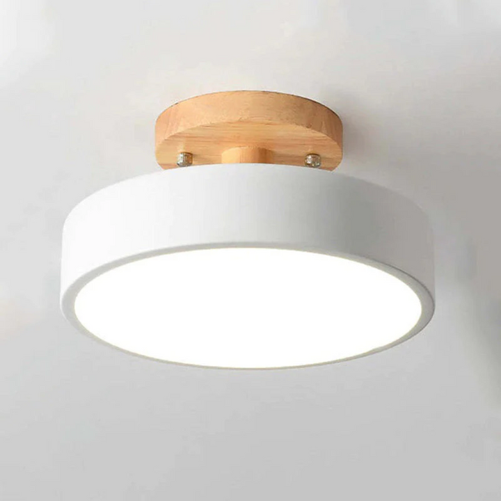 Round LED ceiling light with adjustable ambiance, perfect for modern home living room lighting.