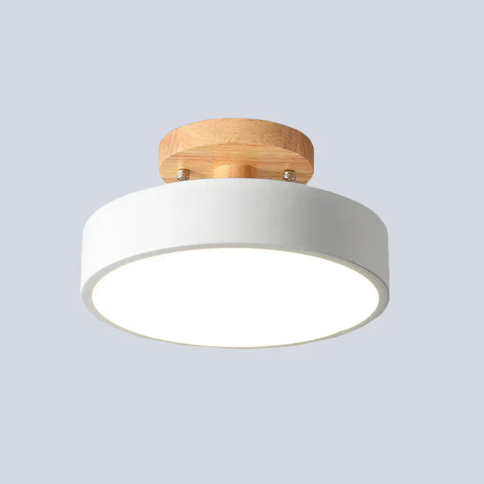 Modern Scandinavian LED ceiling lamp with wood & metal finish, ideal for home decor.