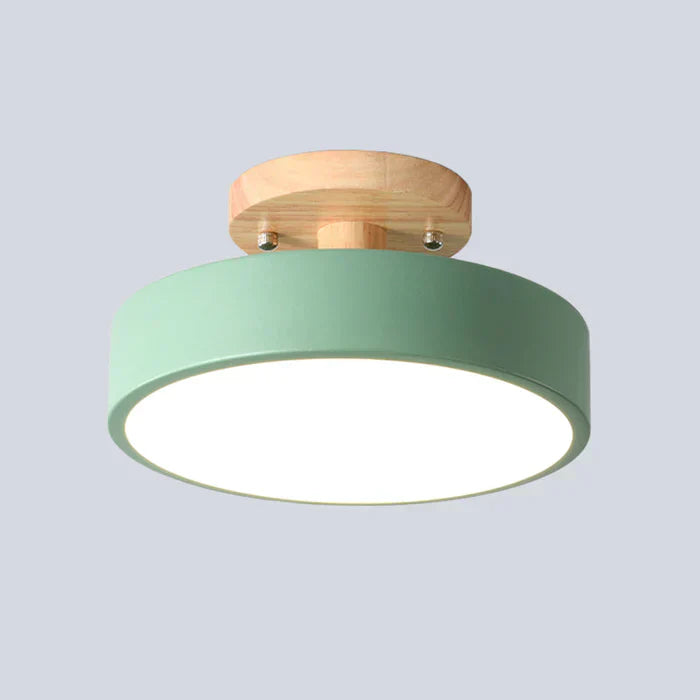 Energy-efficient LED ceiling light for hallway or entryway; modern Scandinavian design.