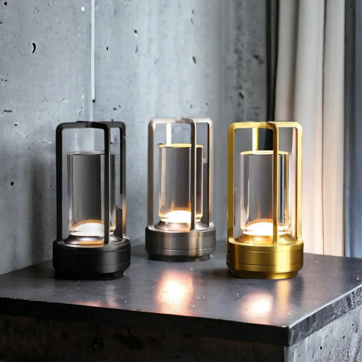 Sleek Scandinavian LED table lamp, wireless & dimmable. Creates ambient lighting, modern home decor accent.