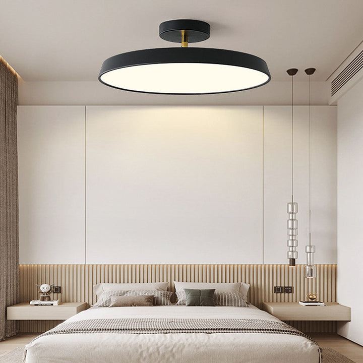 "Modern semi-flush ceiling light with sleek design, adjustable tones, and energy-efficient LED, perfect for any room ambiance
