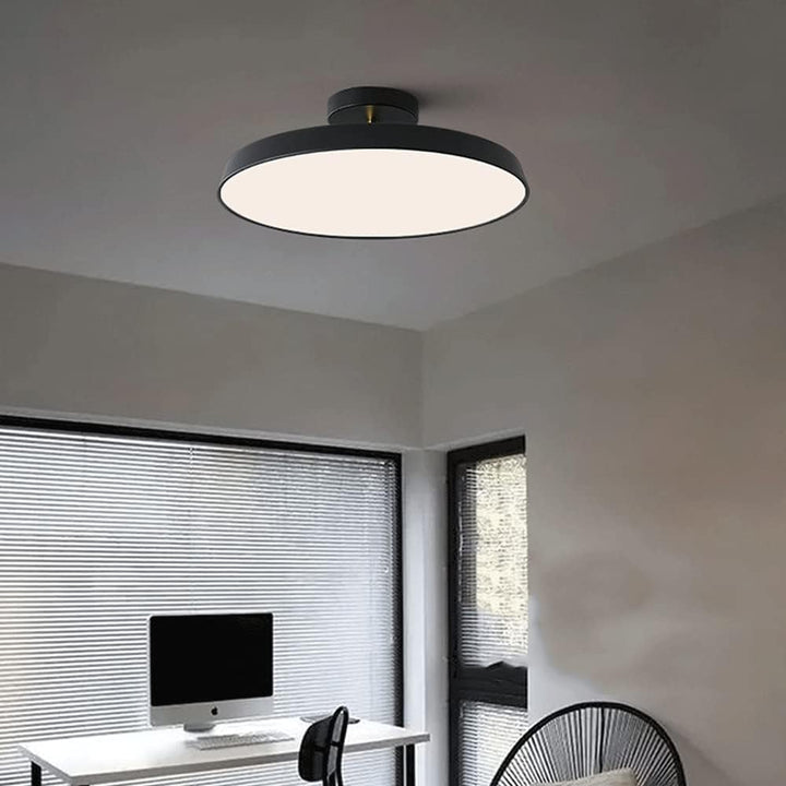 "Modern semi-flush ceiling light with sleek design, adjustable tones, and energy-efficient LED, perfect for any room ambiance
