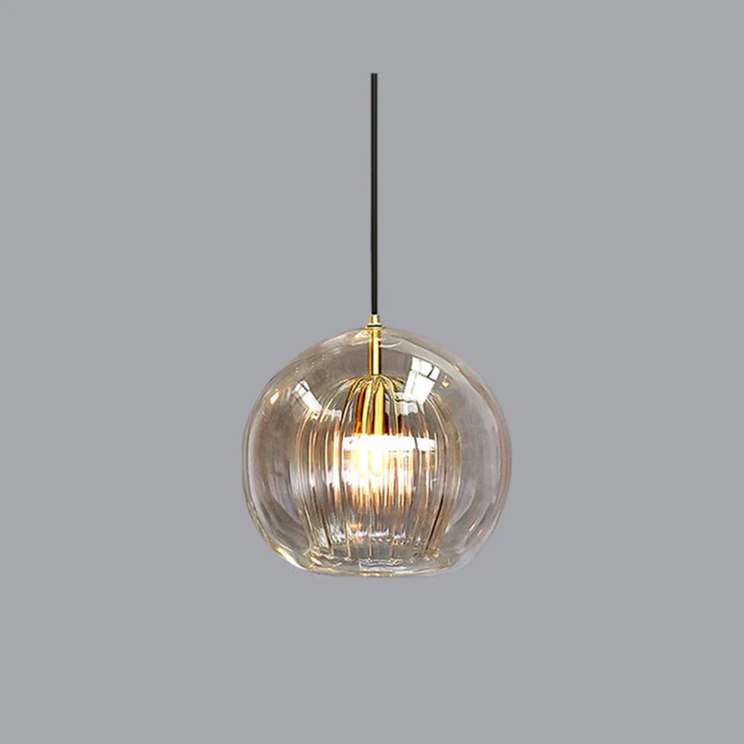 Contemporary Aurora Sphere LED lamp, ideal as a bedroom pendant or dining fixture.