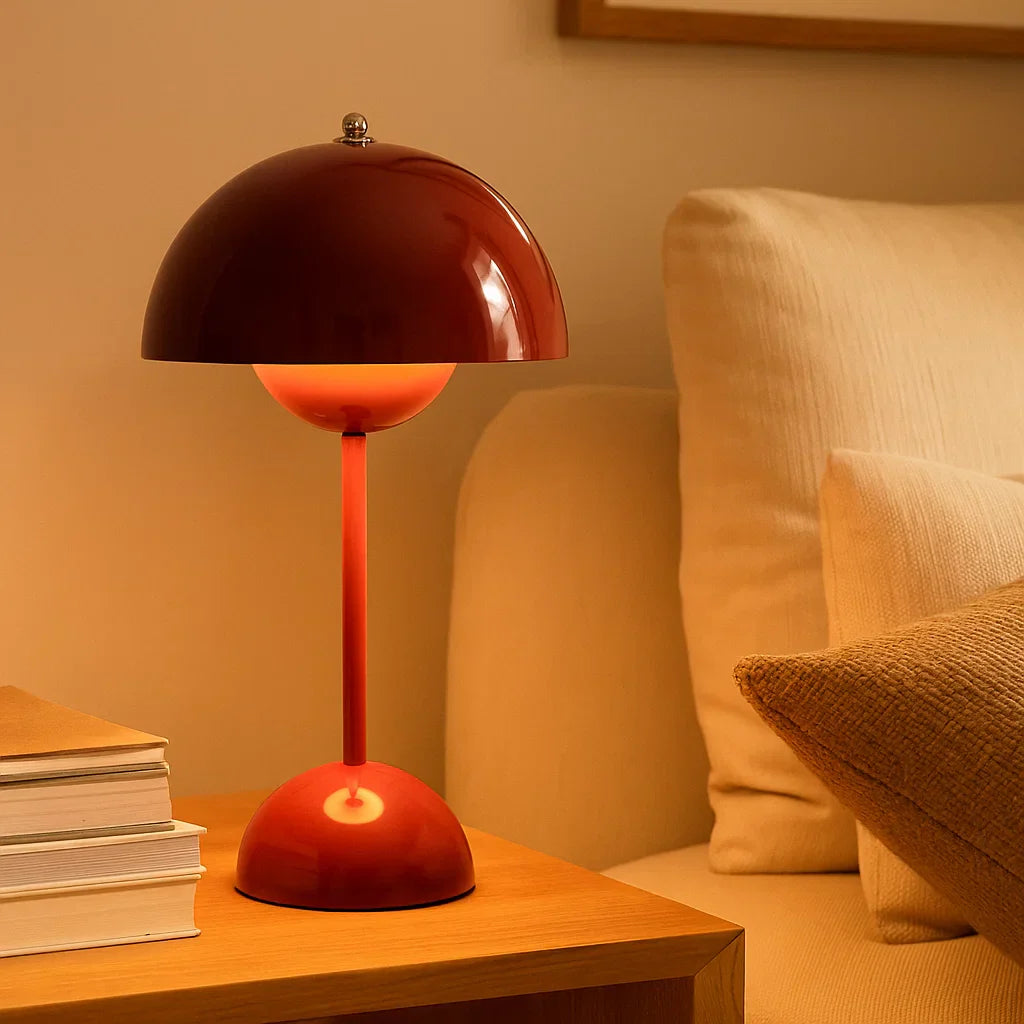 Modern touch-control LED table lamp for desk. Dimmable, stylish contemporary home office lighting.