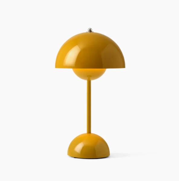 Modern accent LED table lamp. Touch control, contemporary Scandinavian style for home office lighting.