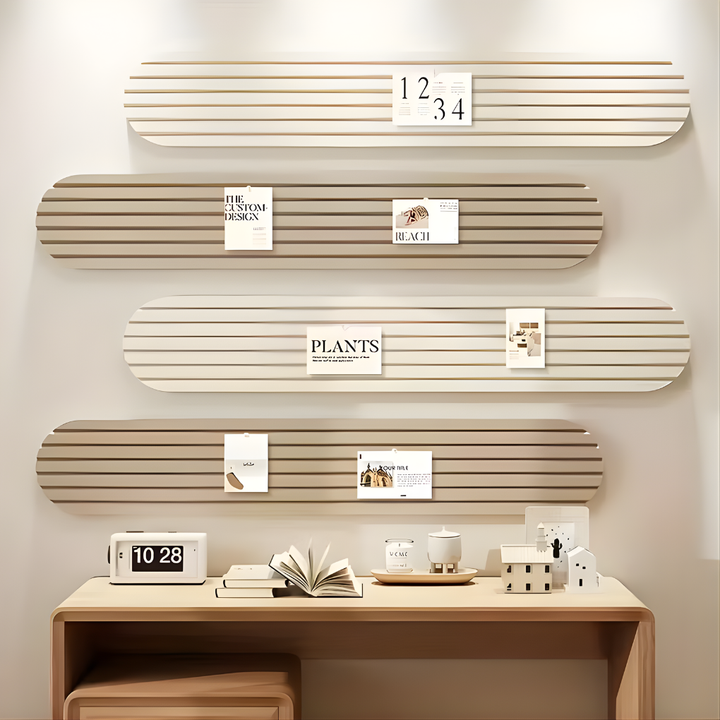 Modular felt wall panels for organized notes & displays. Perfect pinboard for home office or study space.