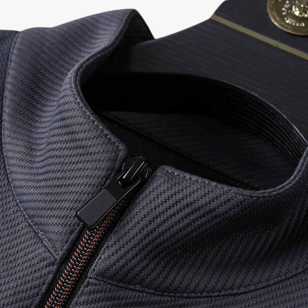 "Navy and black men's tracksuit set with zip jacket and joggers, showcasing sleek design and comfort for casual or gym wear."