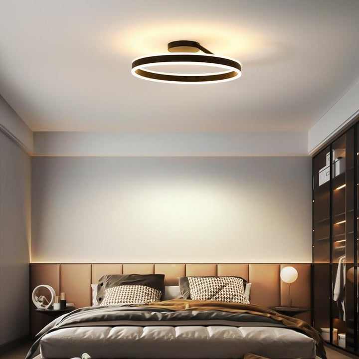 Nordic minimalist LED ceiling light with sleek metal iron and acrylic design, perfect for modern living room illumination.