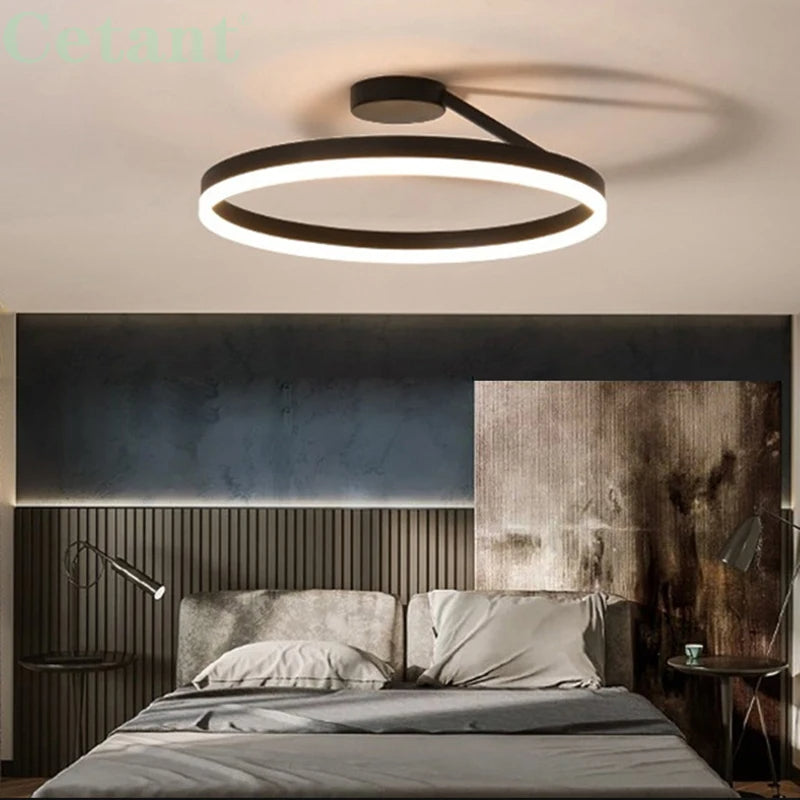 Nordic minimalist LED ceiling light with sleek metal iron and acrylic design, perfect for modern living room illumination.