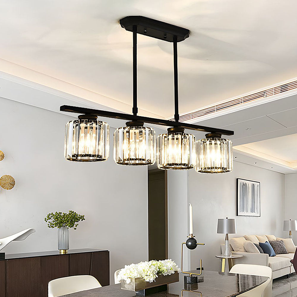 "Nordic multi-light glass pendant lamp with elegant glass shades, perfect for kitchen island or dining area centerpiece."