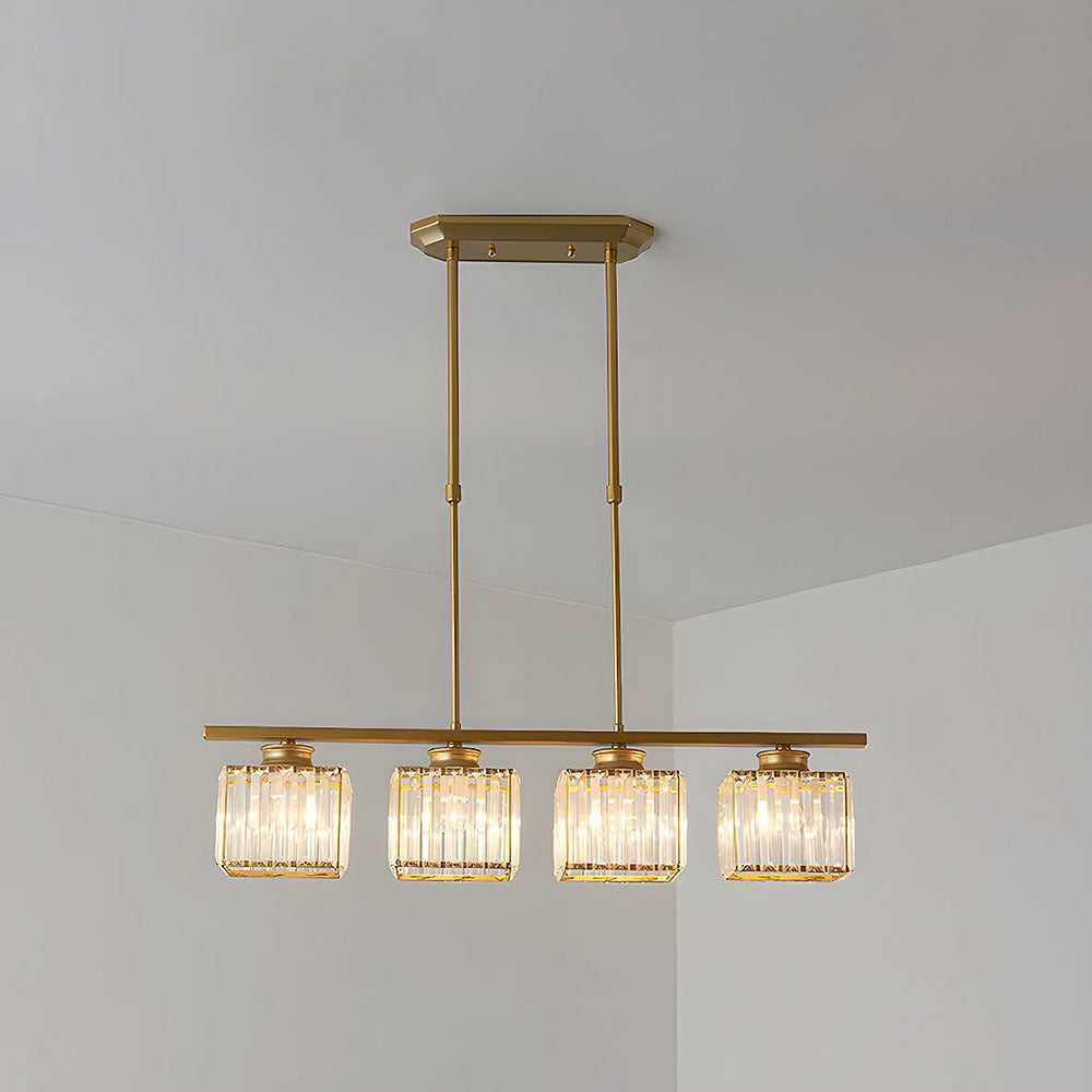 "Nordic multi-light glass pendant lamp with elegant glass shades, perfect for kitchen island or dining area centerpiece."