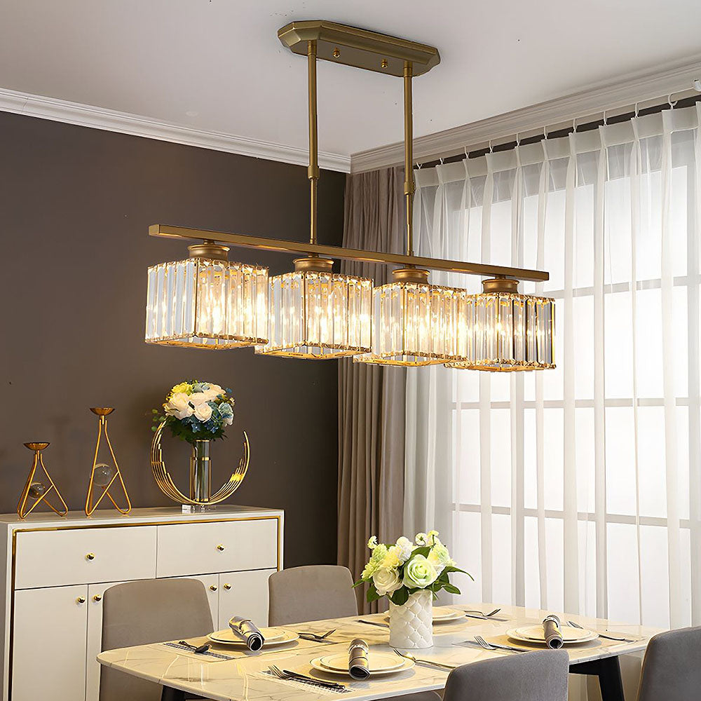 "Nordic multi-light glass pendant lamp with elegant glass shades, perfect for kitchen island or dining area centerpiece."