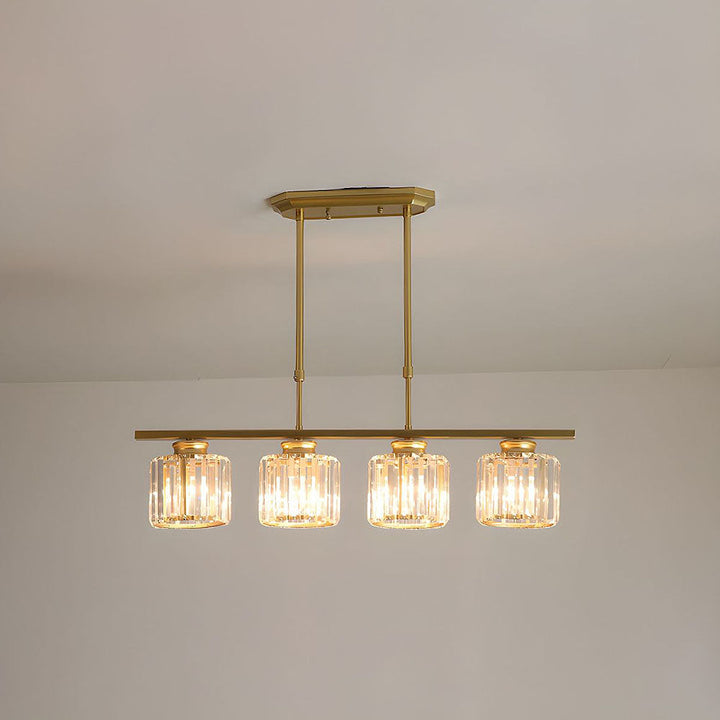 "Nordic multi-light glass pendant lamp with elegant glass shades, perfect for kitchen island or dining area centerpiece."
