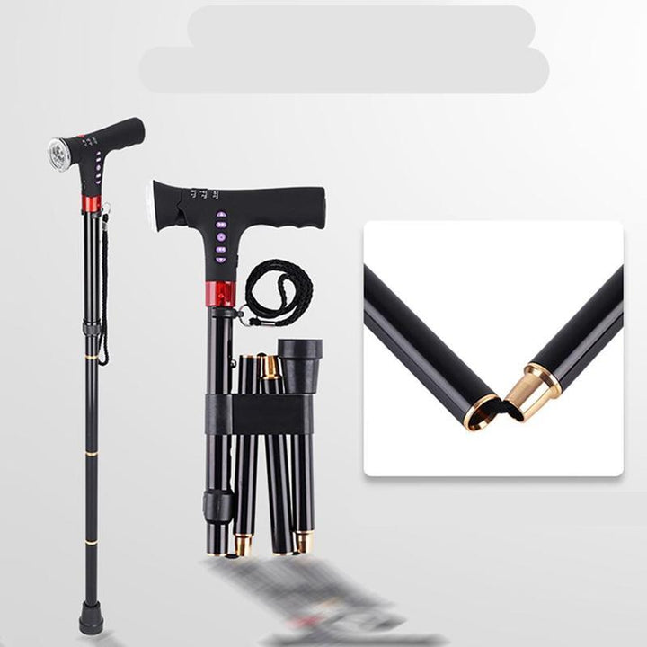LED Nordic walking poles providing stability and safety for night walking, elderly assistance, and trail support.