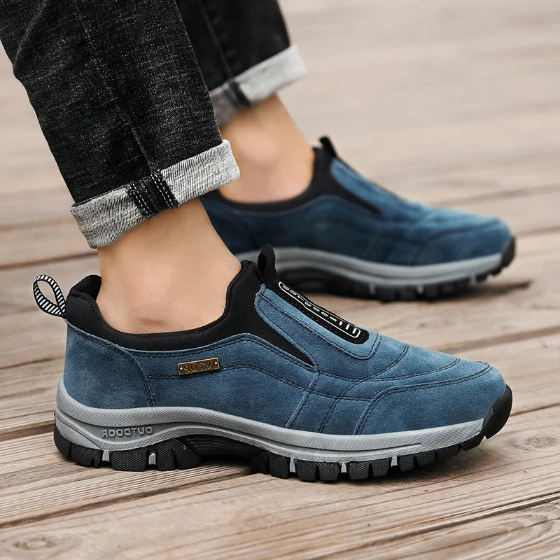 Orthopedic hiking shoes for men and women, featuring non-slip rubber soles, stylish design, and ergonomic support.