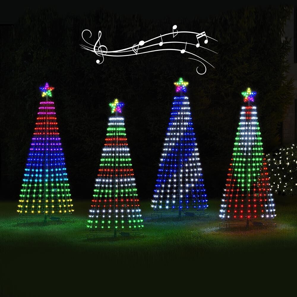 Dazzling animated multicolor LED Christmas tree lights, perfect for outdoor holiday display.