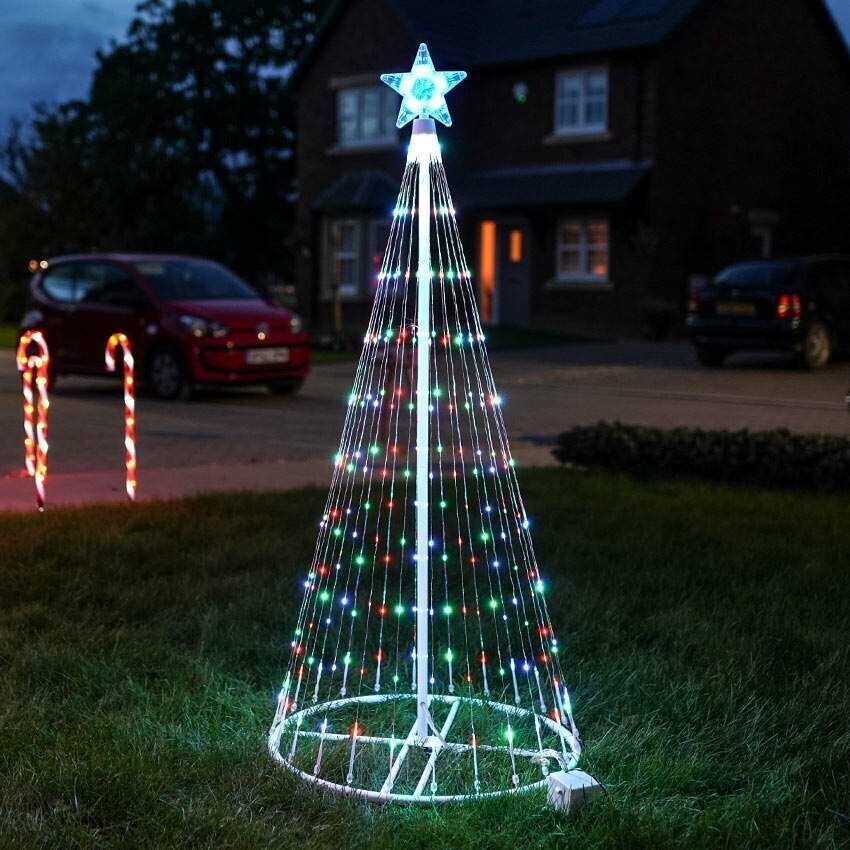 Large outdoor multicolor LED animated Christmas tree lights for a dazzling garden light display.