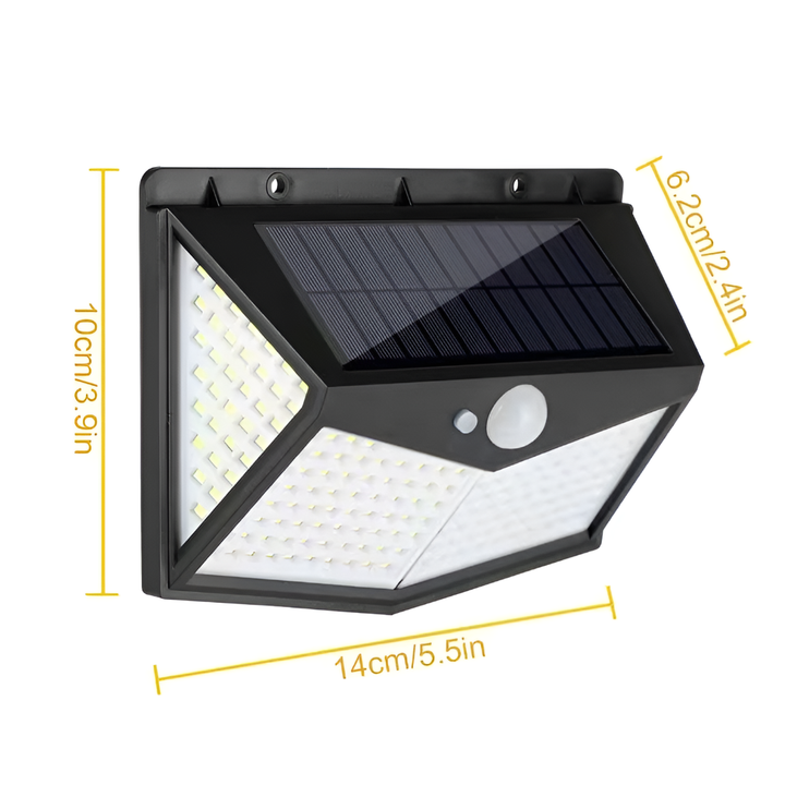 Cool white solar motion sensor lights, perfect for outdoor security, garden, pathway, and patio illumination.