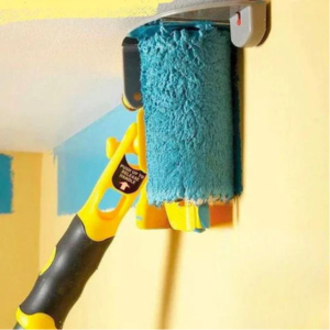 "Paint roller for sharp edges; ergonomic handle, high-quality roller fabric, ideal for walls and trim painting."