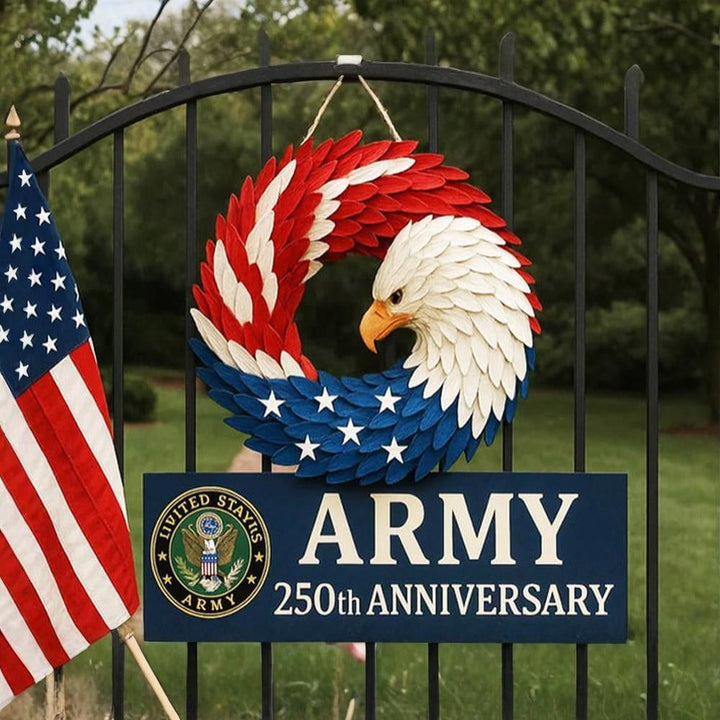 Elegant patriotic eagle wreath wall art, creating a festive American atmosphere on your home or patio wall.