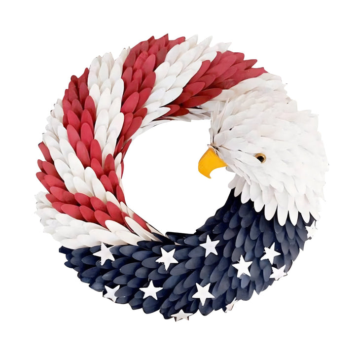 Decorative patriotic eagle wreath, a beautiful American themed addition to indoor or outdoor home and patio decor.