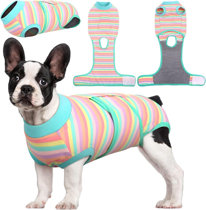 Comfy pet recovery suit, ideal for wound protection after surgery, replaces cone.