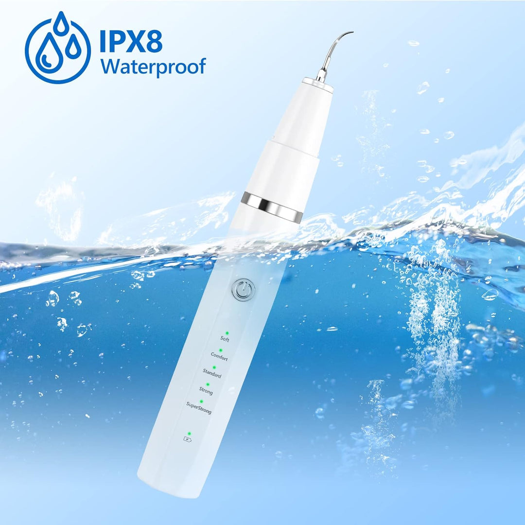 Gentle ultrasonic pet tooth cleaner for home use, removing dog & cat plaque & tartar for better dental health.