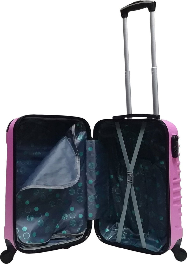 Robust pink 2-piece hardshell luggage set, Palermo suitcases for secure & stylish travel journeys.