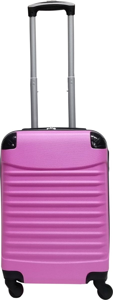 Modern pink 2-piece hardshell travel suitcase set, wheeled and durable for any journey, carry-on & checked.