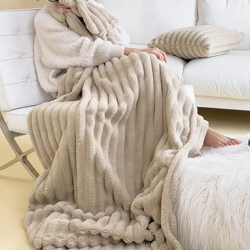 Plush luxury comfort blanket for ultimate warmth. Super soft cozy throw, perfect for relaxation & home decor.