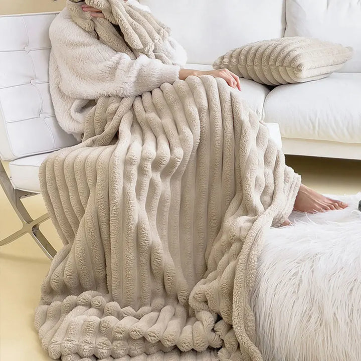 Plush luxury comfort blanket for ultimate warmth. Super soft cozy throw, perfect for relaxation & home decor.