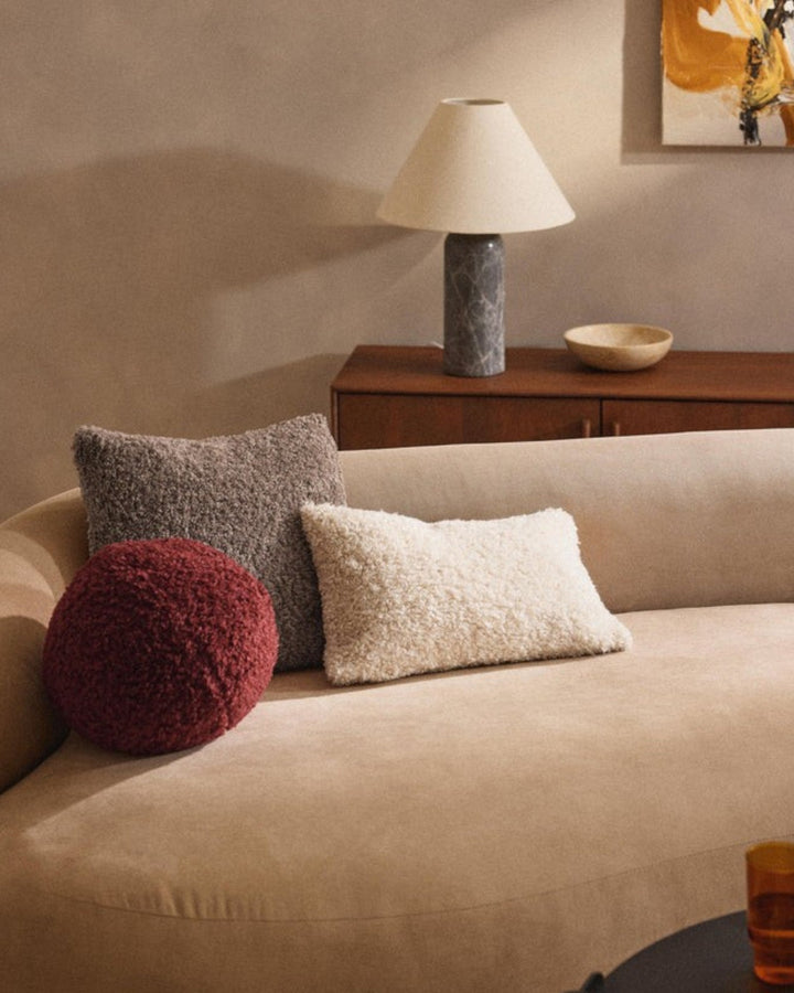 Textured plush teddy cushion cover. Fluffy & soft accent throw pillow for any home decor style.
