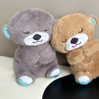 Plush teddy for kids with glowing nightlight, soothing heartbeat, realistic breathing; provides comfort and relaxation.
