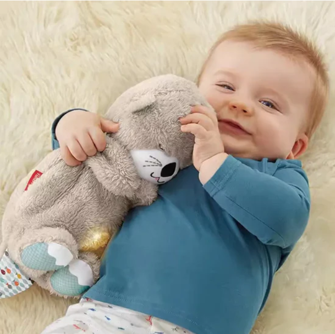 Plush teddy for kids with glowing nightlight, soothing heartbeat, realistic breathing; provides comfort and relaxation.