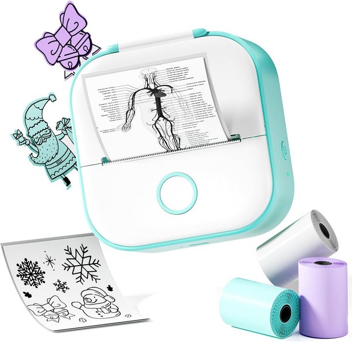 Pocket-sized inkless thermal photo printer. Sleek, compact design perfect for easy, portable instant printing.