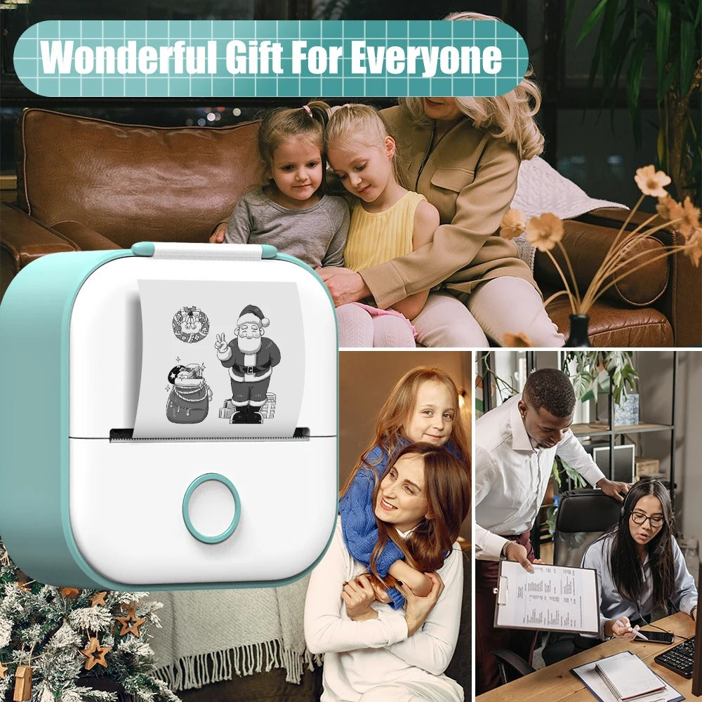 Pocket-sized inkless thermal photo printer. Sleek, compact design perfect for easy, portable instant printing.