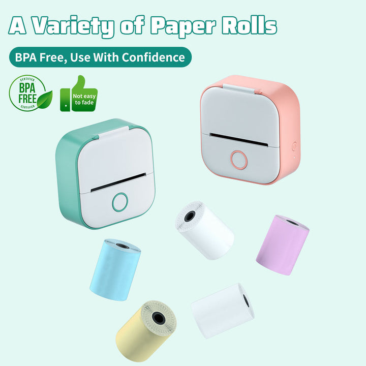 Pocket-sized inkless thermal photo printer. Sleek, compact design perfect for easy, portable instant printing.