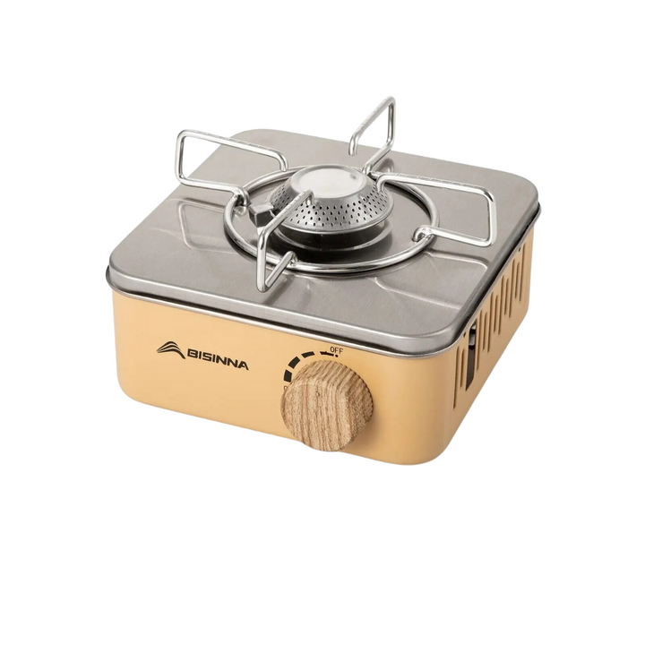 "Portable 2800W camping gas stove with compact design and carry case for efficient outdoor cooking and stability."
