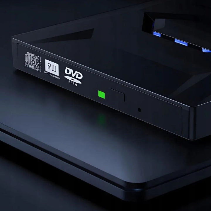 Universal portable DVD/CD drive & USB hub for desktops & laptops. Essential laptop accessory & computer peripheral.