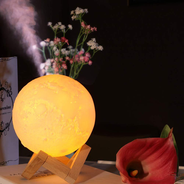 Bedroom decor: portable air purifier & humidifier with a realistic moon lamp, providing ambient light and fresh air.